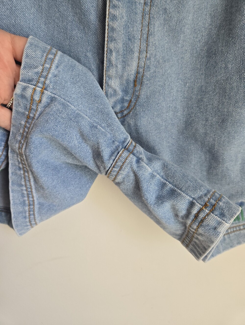 Vintage Denim Embroidered Flower Women’s Shorts - Light Blue - Picture 9 of 11